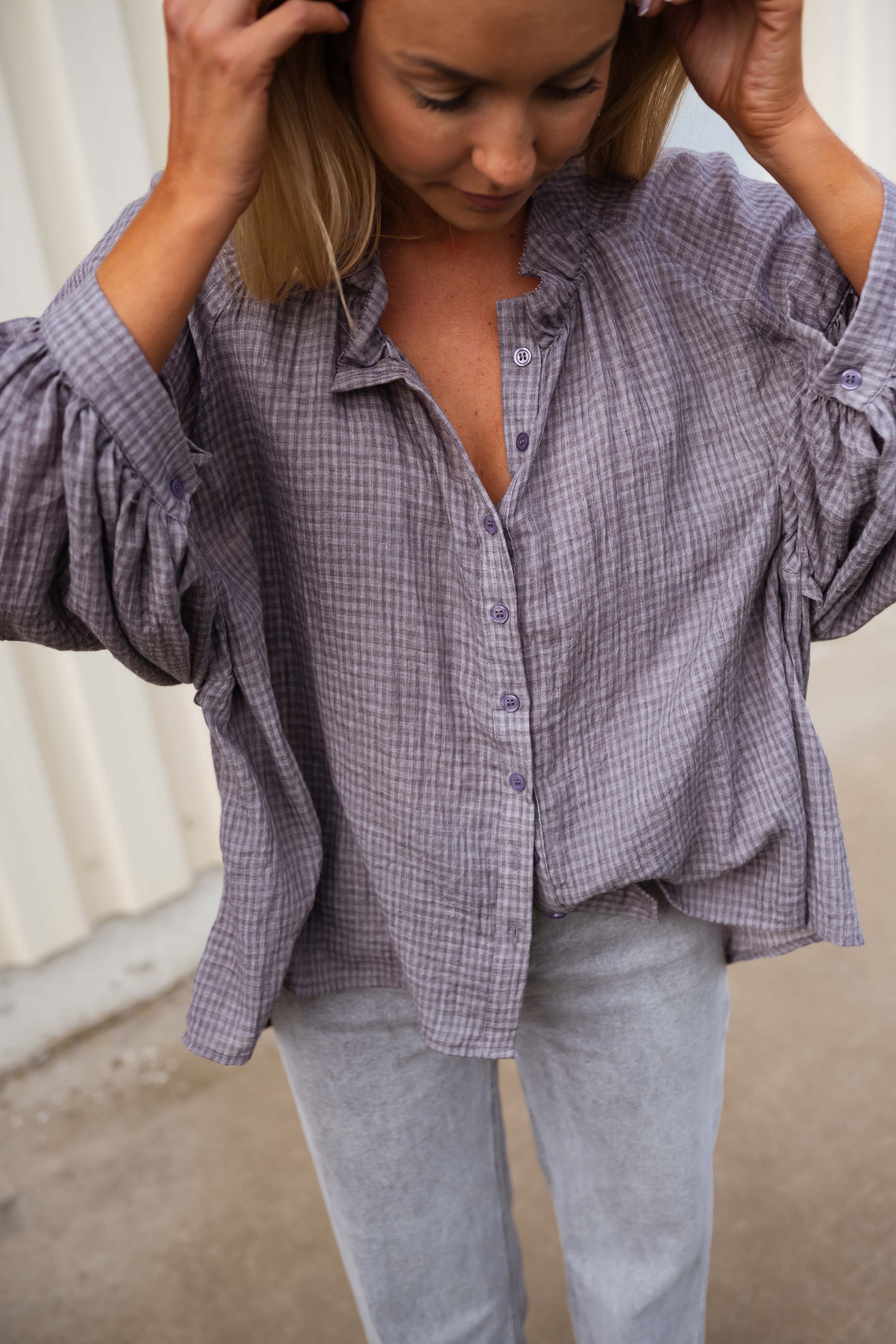 Grey Checkered Sofia Shirt - Image 7