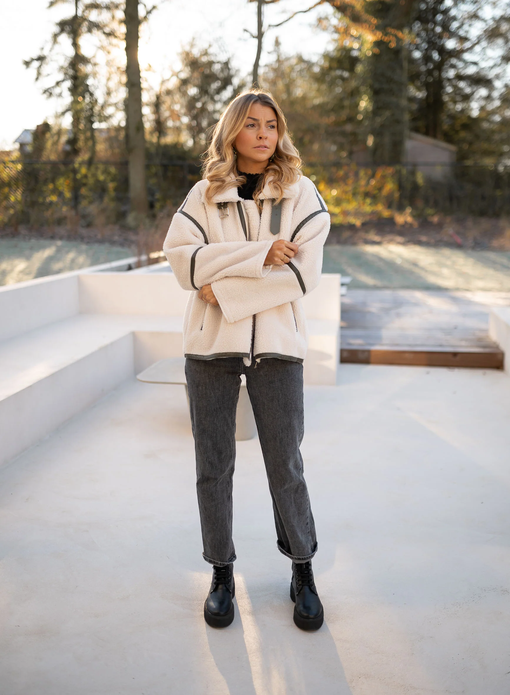 Khaki shearling Nita Jacket - Image 13