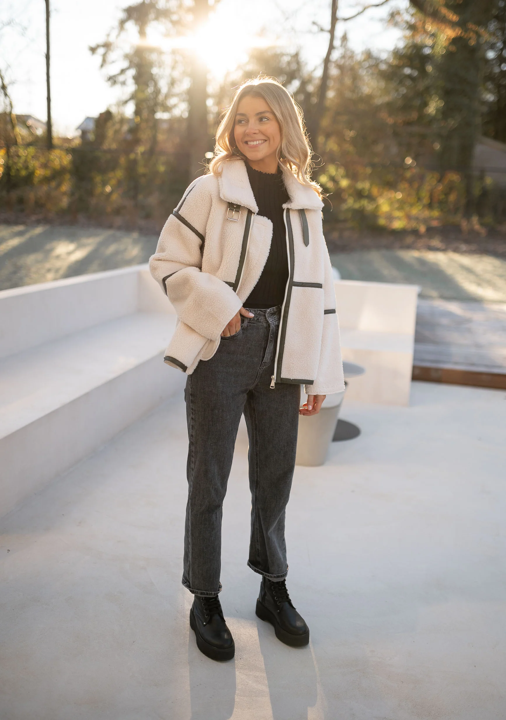 Khaki shearling Nita Jacket - Image 17