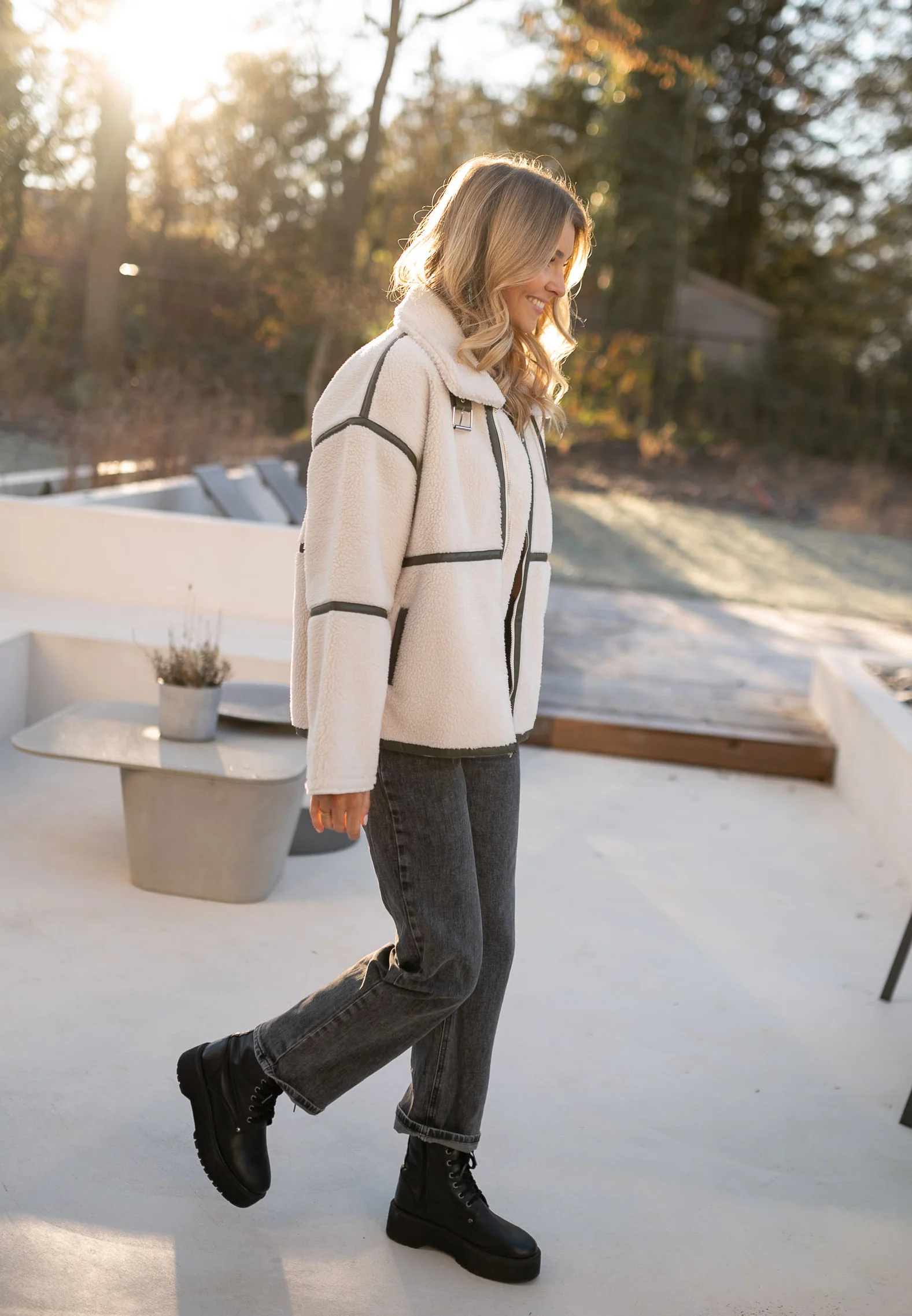 Khaki shearling Nita Jacket - Image 8