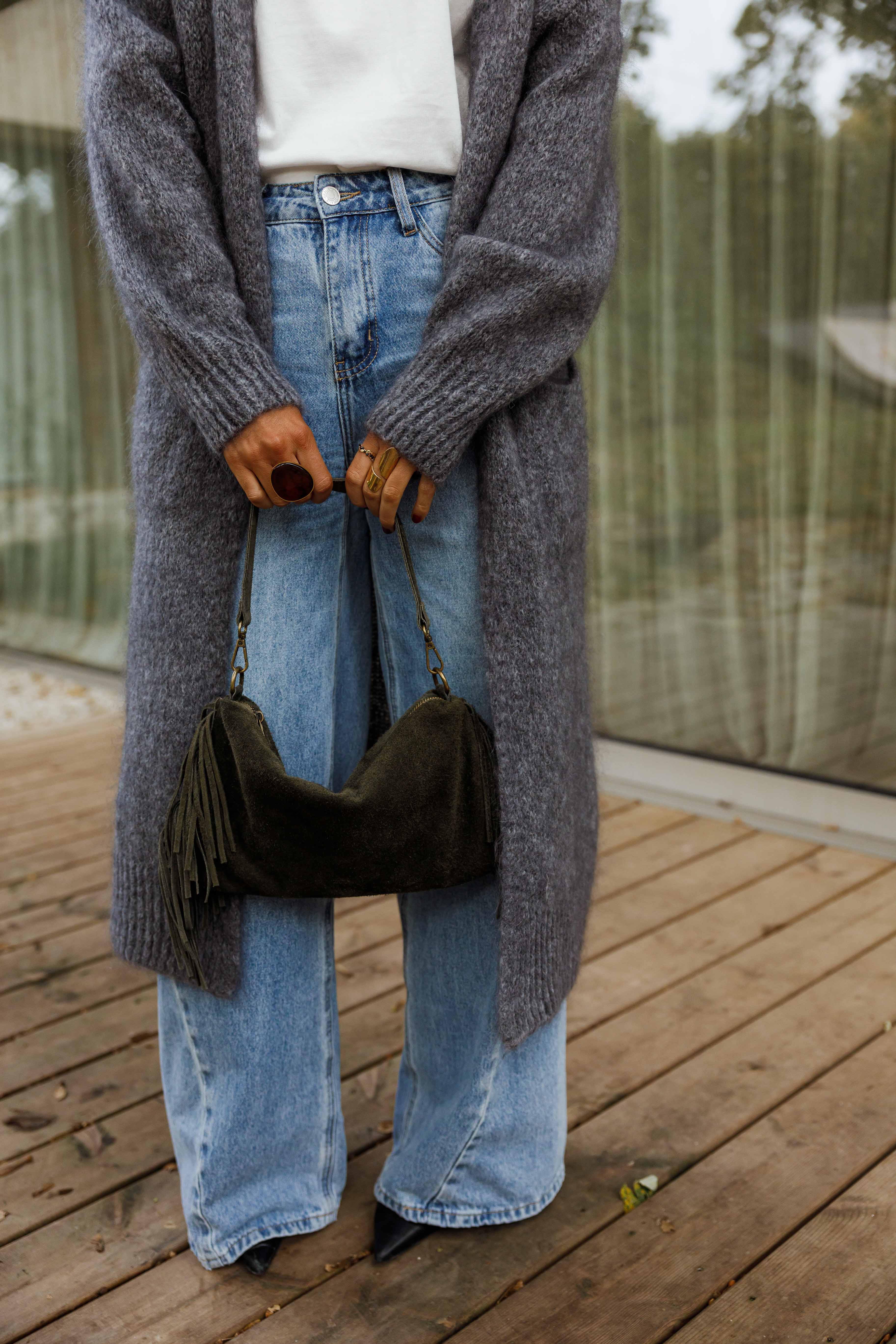 Khaki Fringed Kasia Bag - Image 2