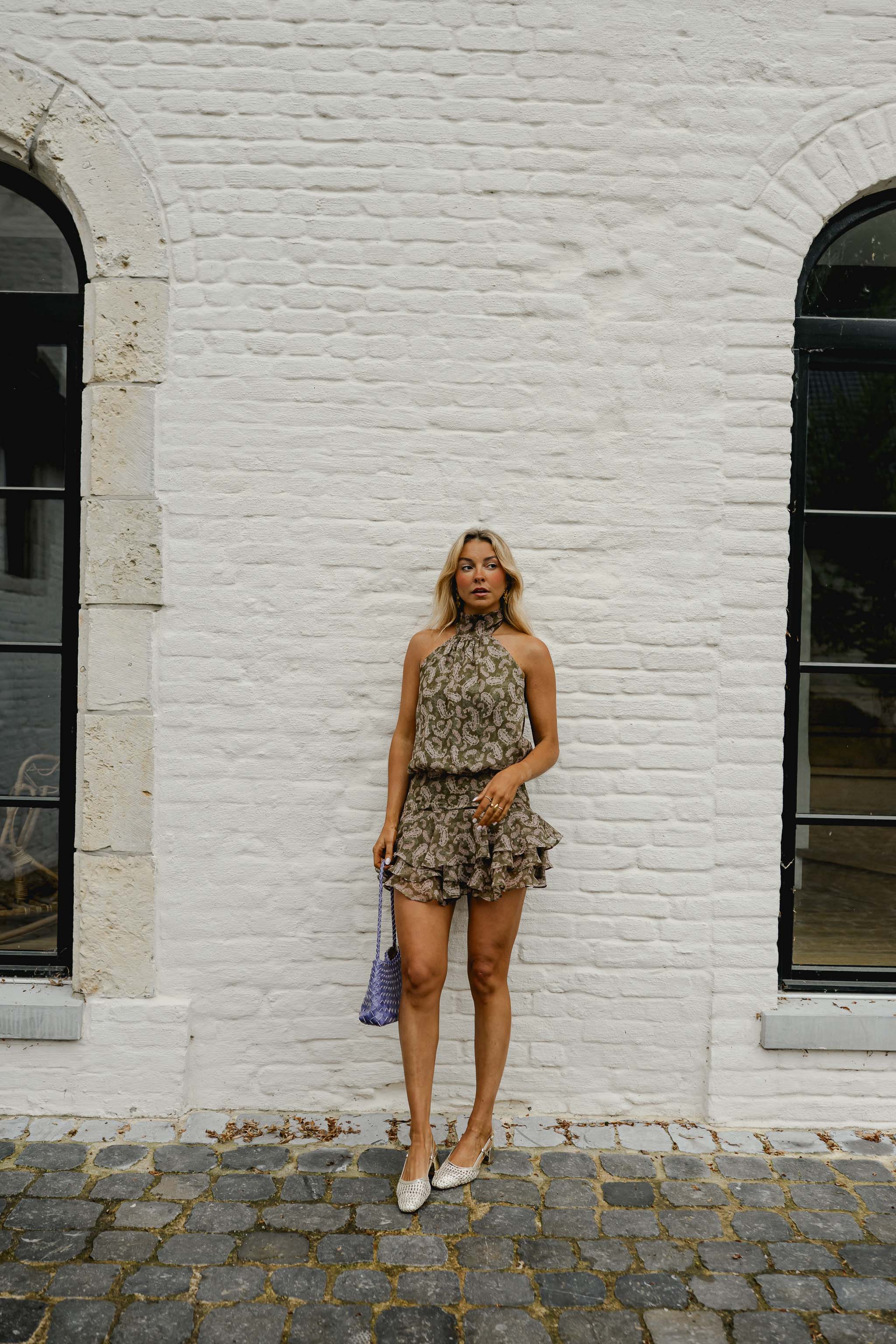 Khaki Patterned Maxence Dress - Image 8