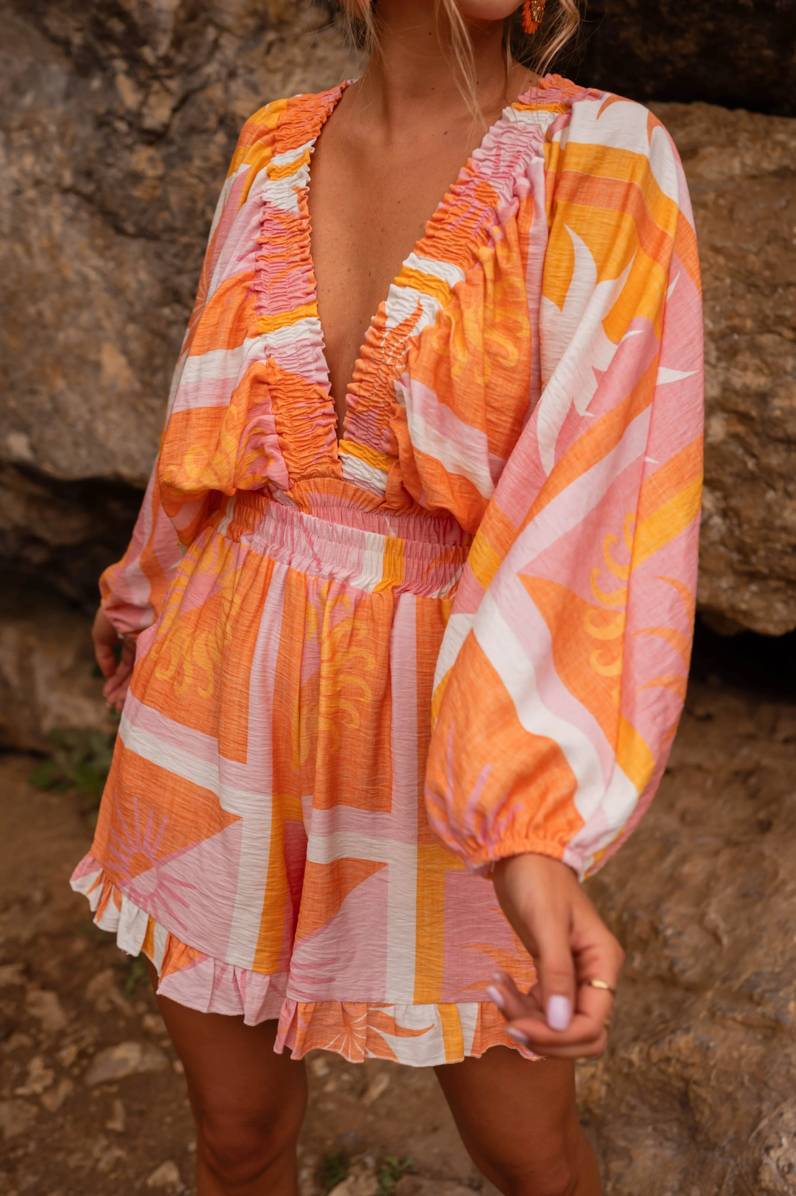 Orange Patterned Ivanka Shorts - Image 6