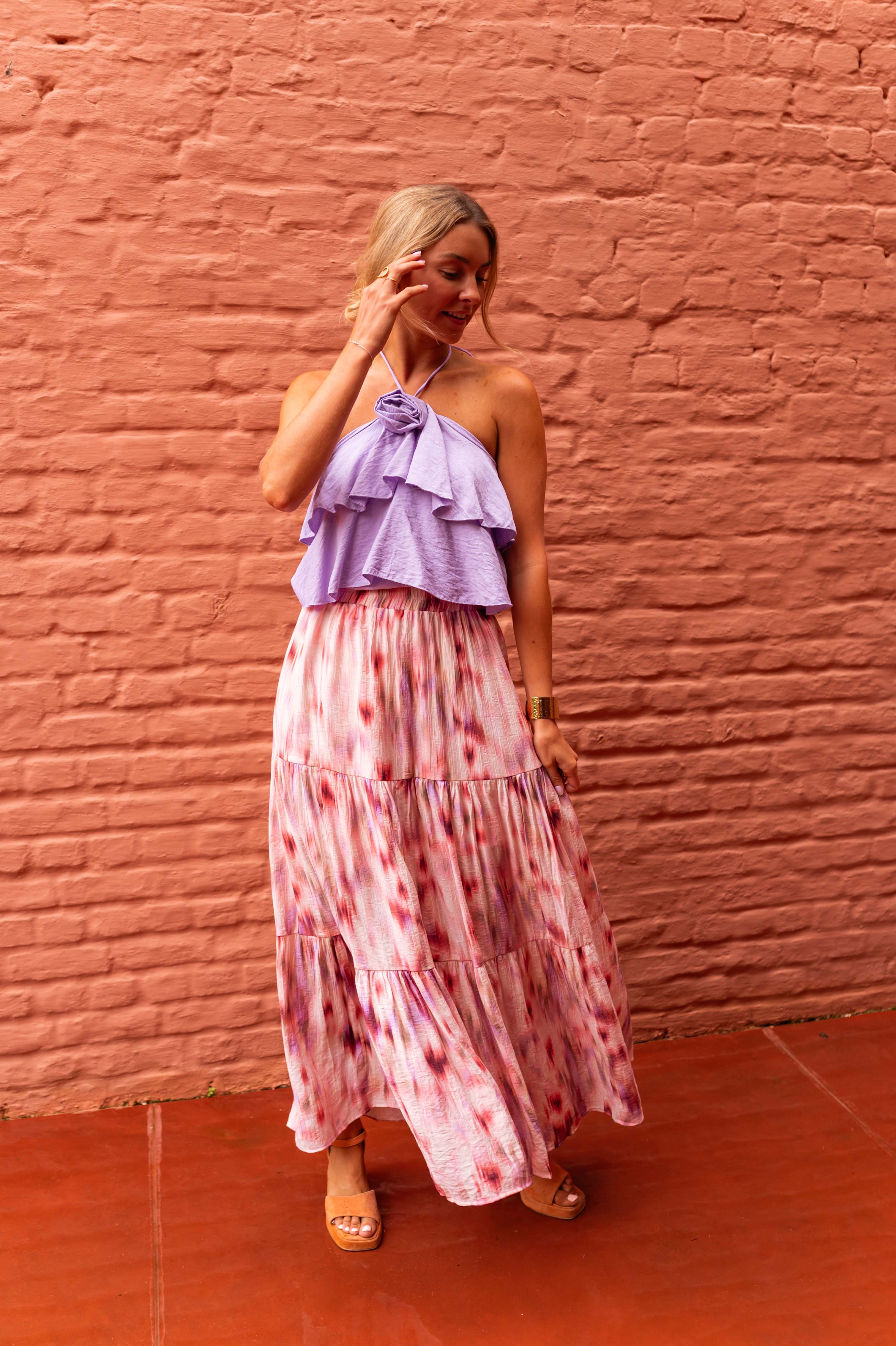 Pink Patterned Esteban Skirt - Image 9