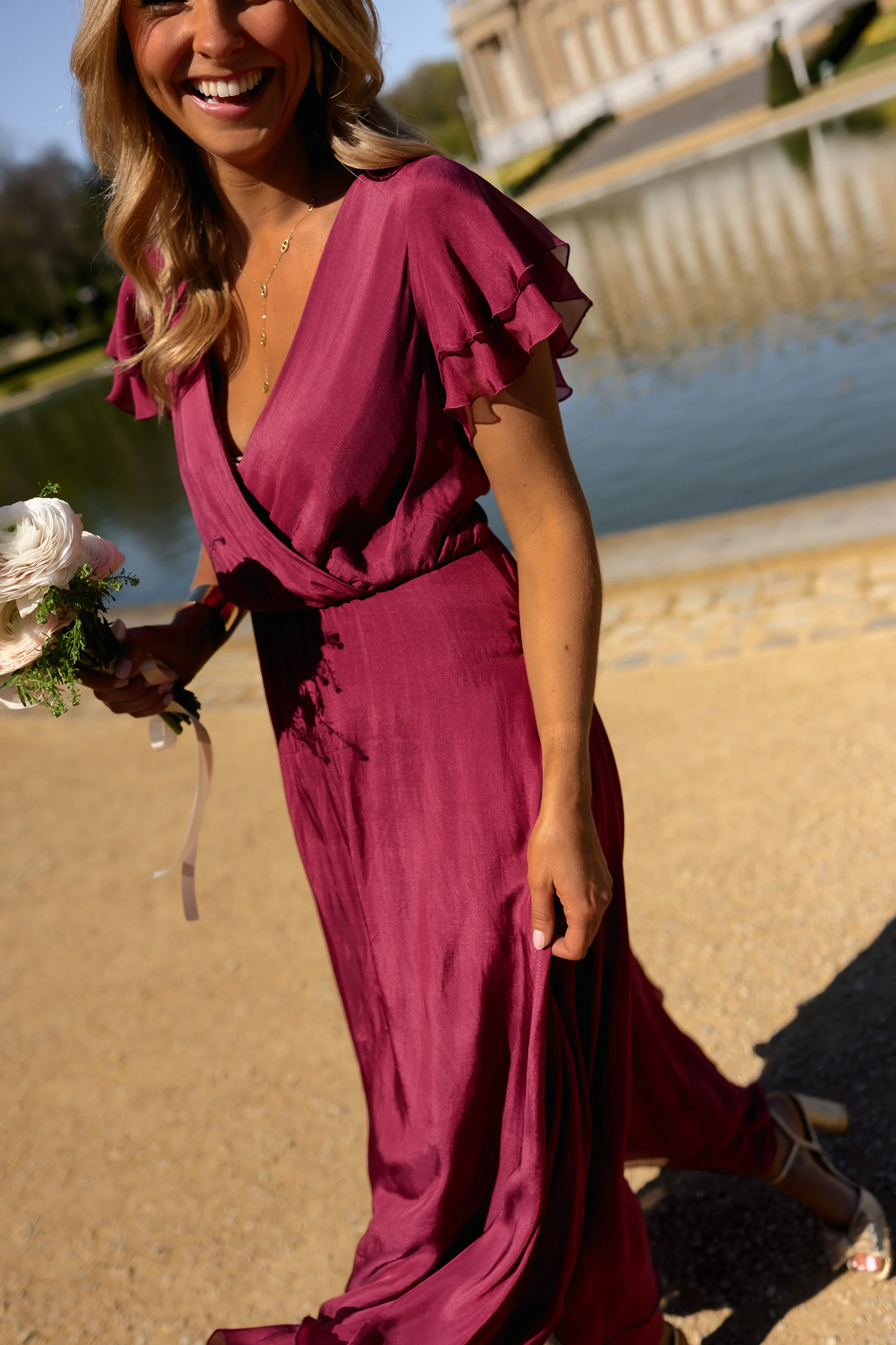 Raspberry Silk Francoise Dress - Image 15