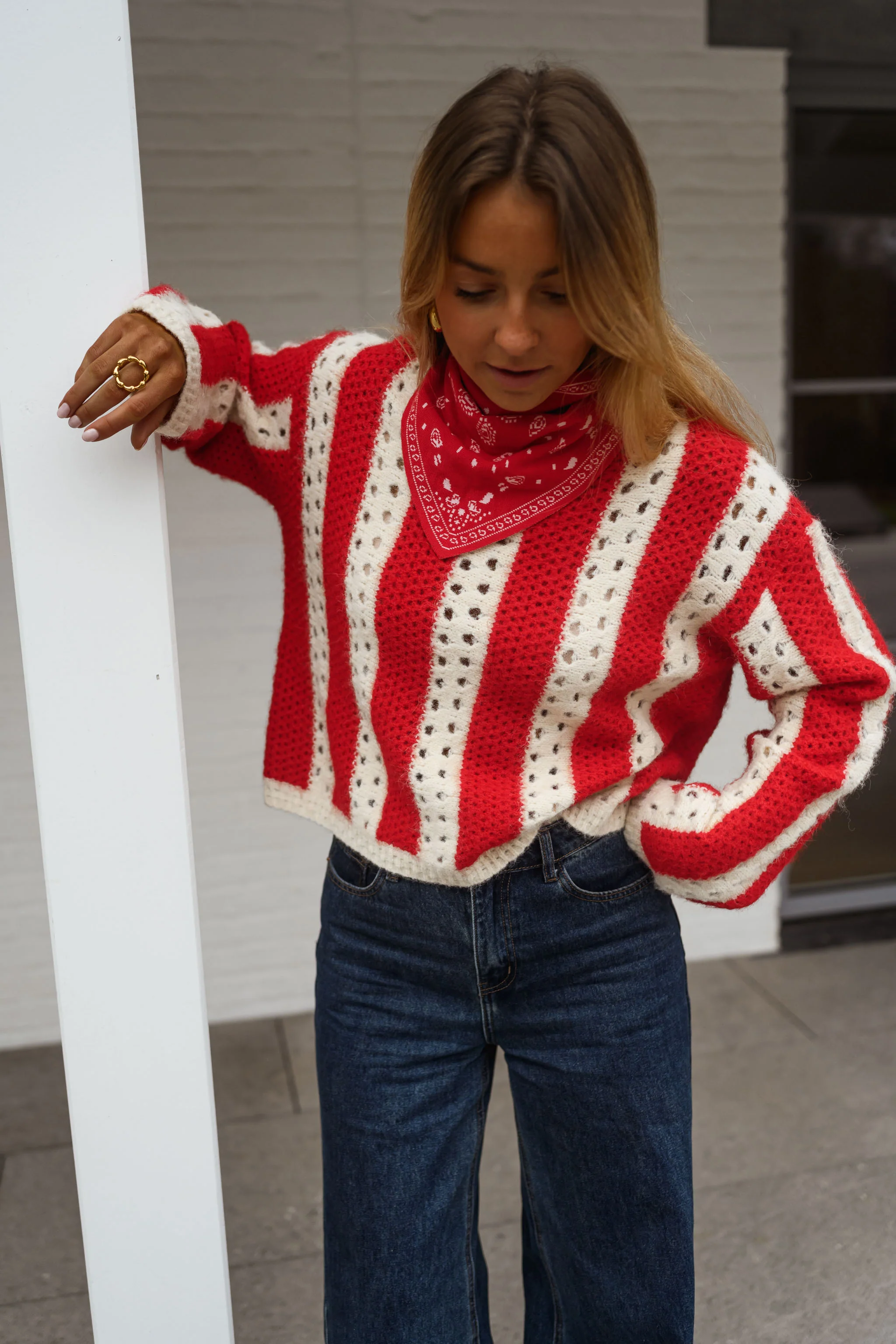 Red and Ecru Sage Sweater - Image 6