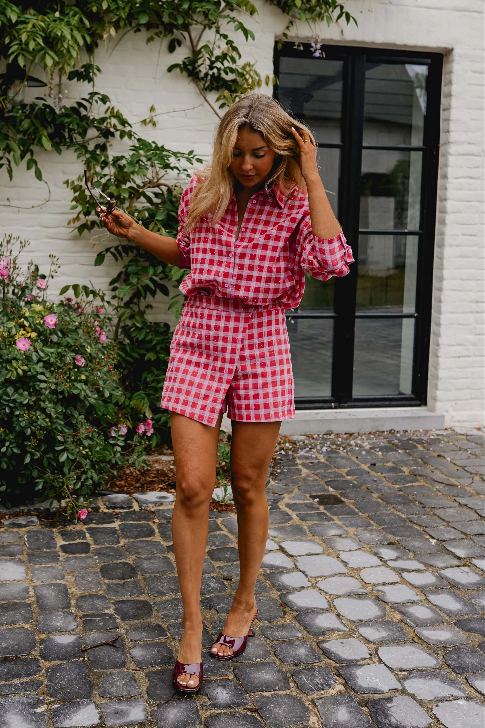 Red And Pink Plaid Cyrille Skort - Image 2