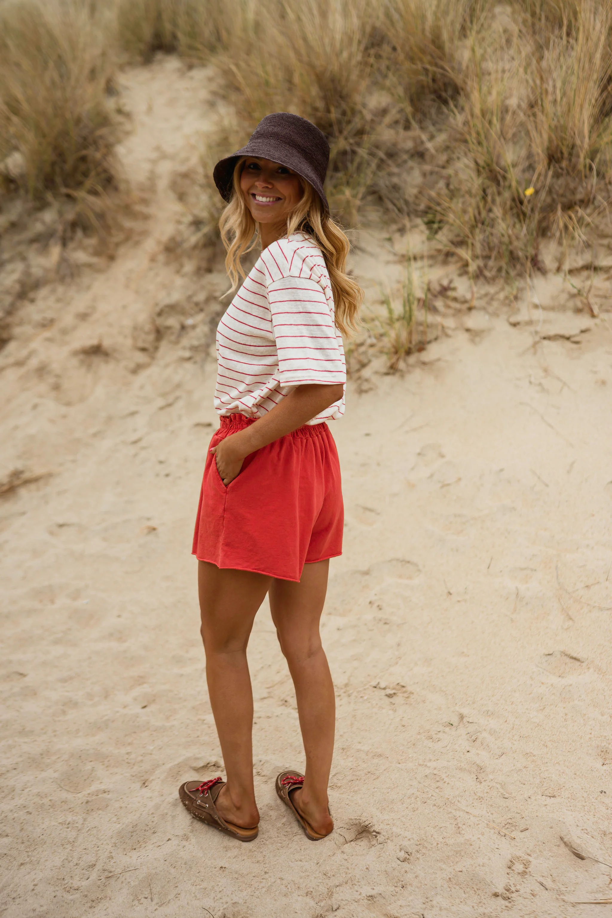 Red Cotton Issa Shorts - Image 6