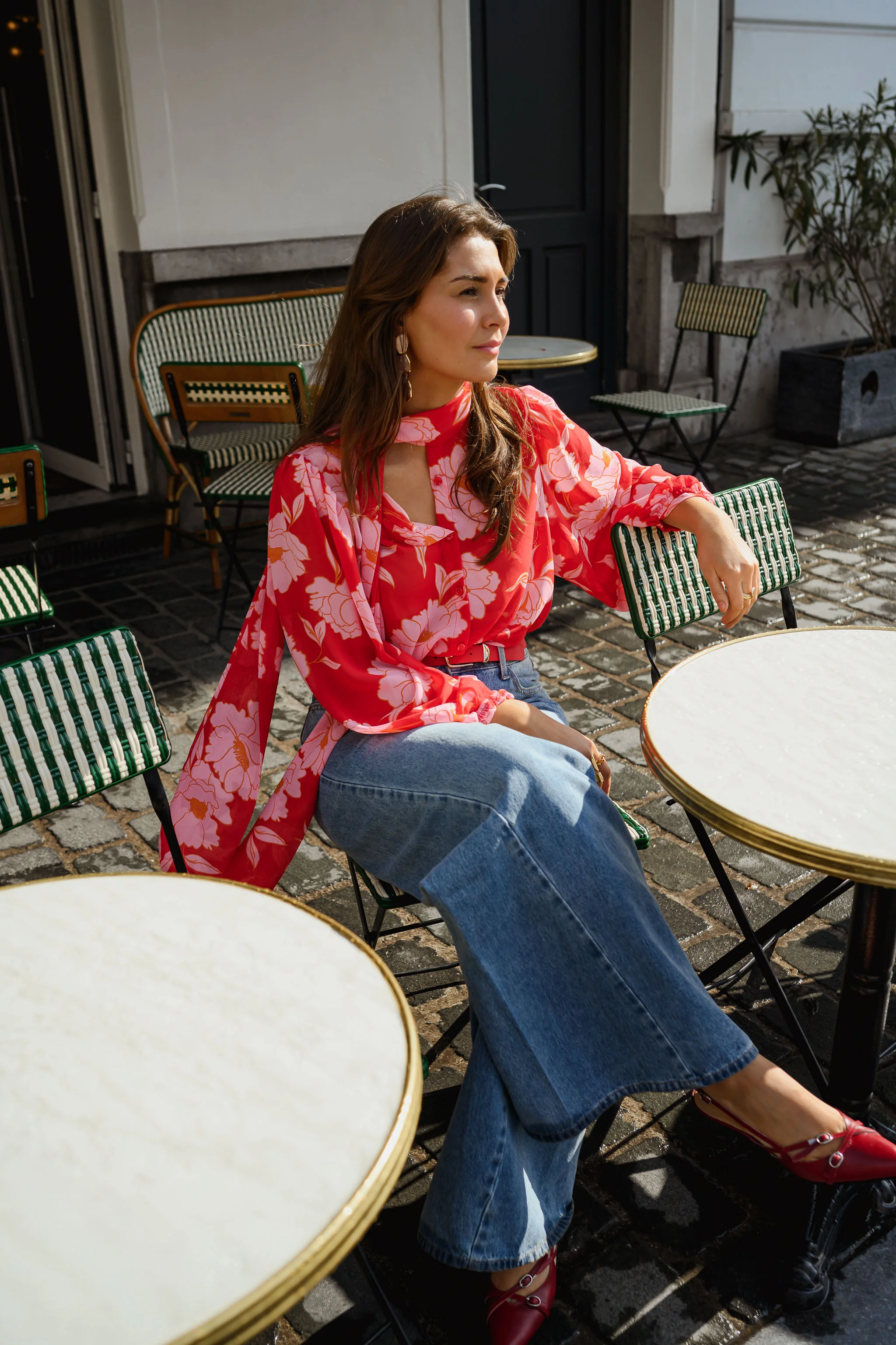 Red Patterned Georgina Blouse - Image 8