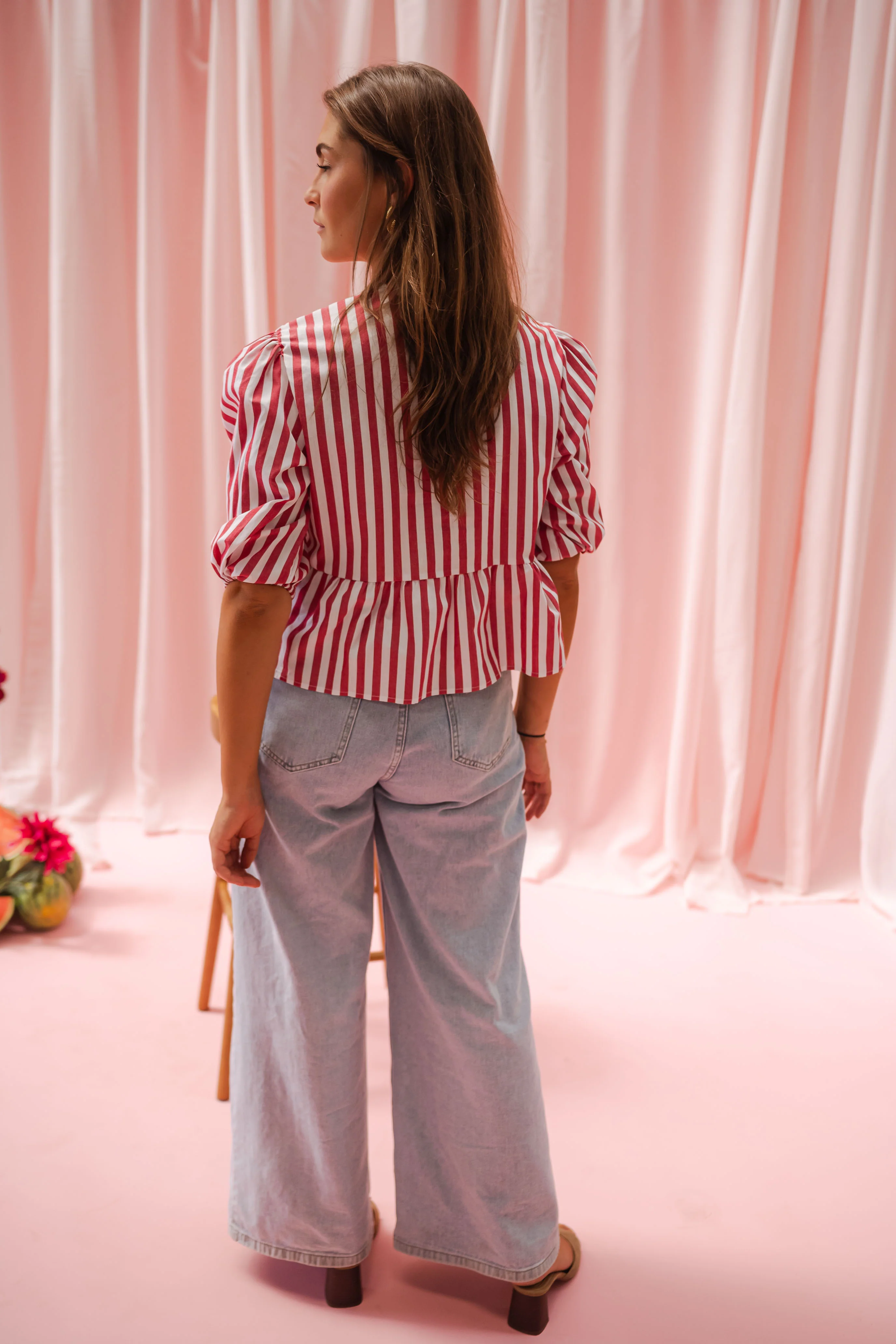 Red Striped Gillie Blouse - Image 3