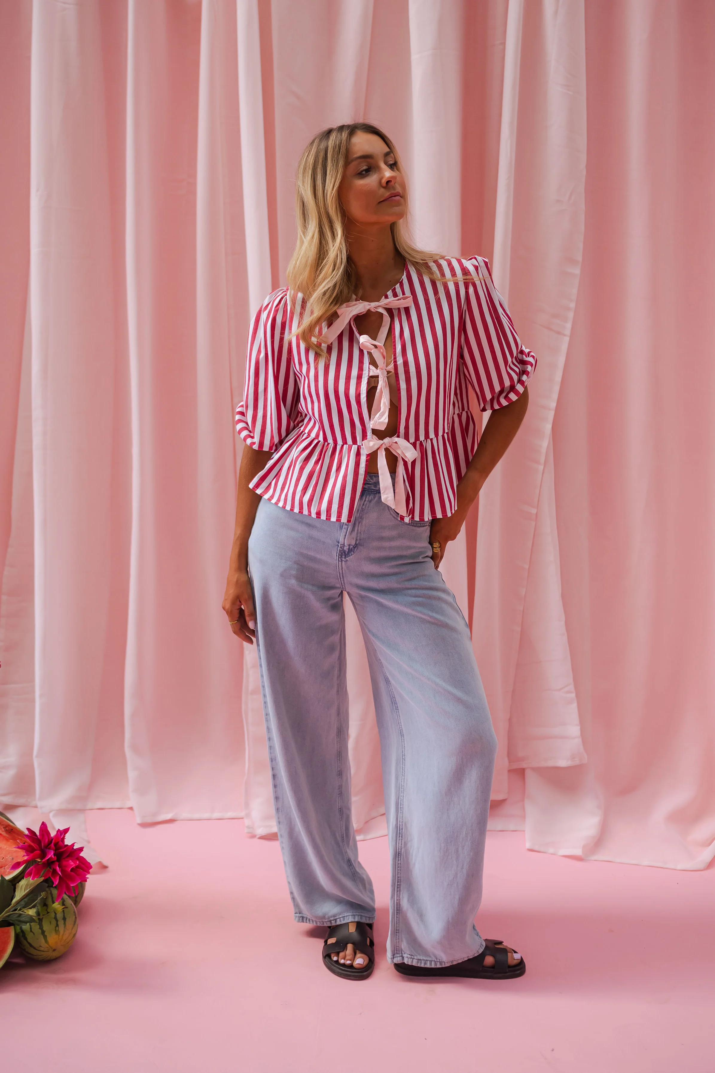 Red Striped Gillie Blouse - Image 4