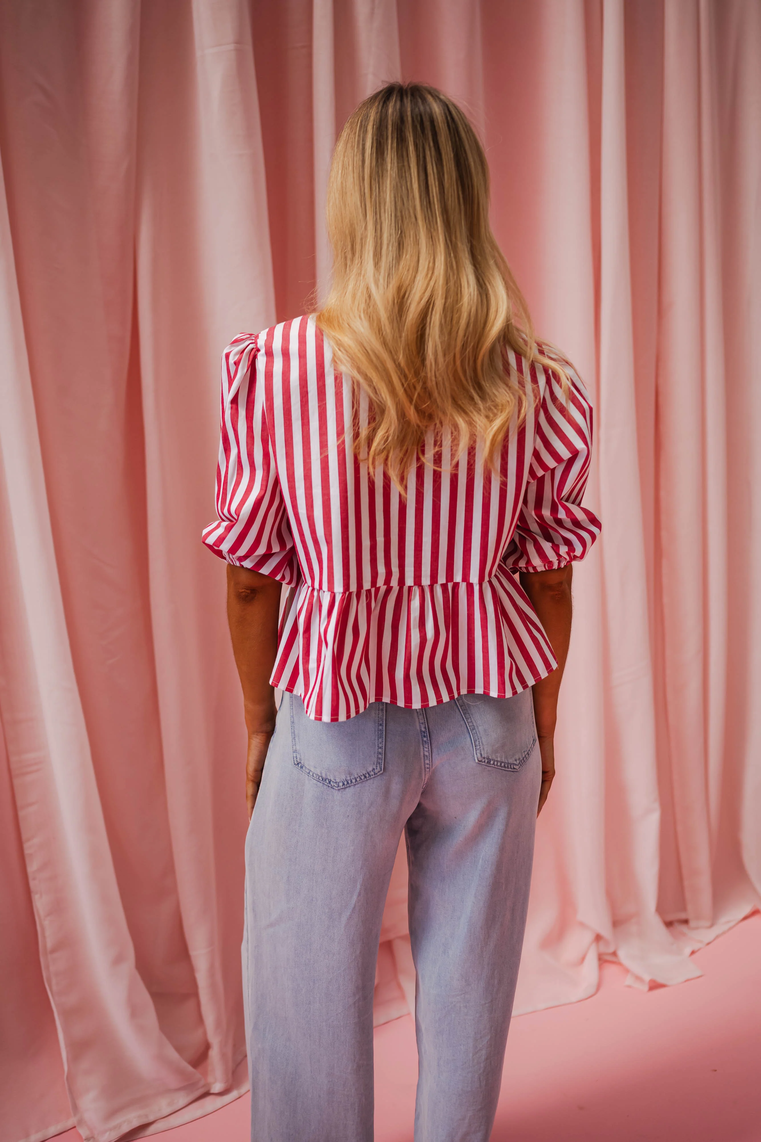 Red Striped Gillie Blouse - Image 8