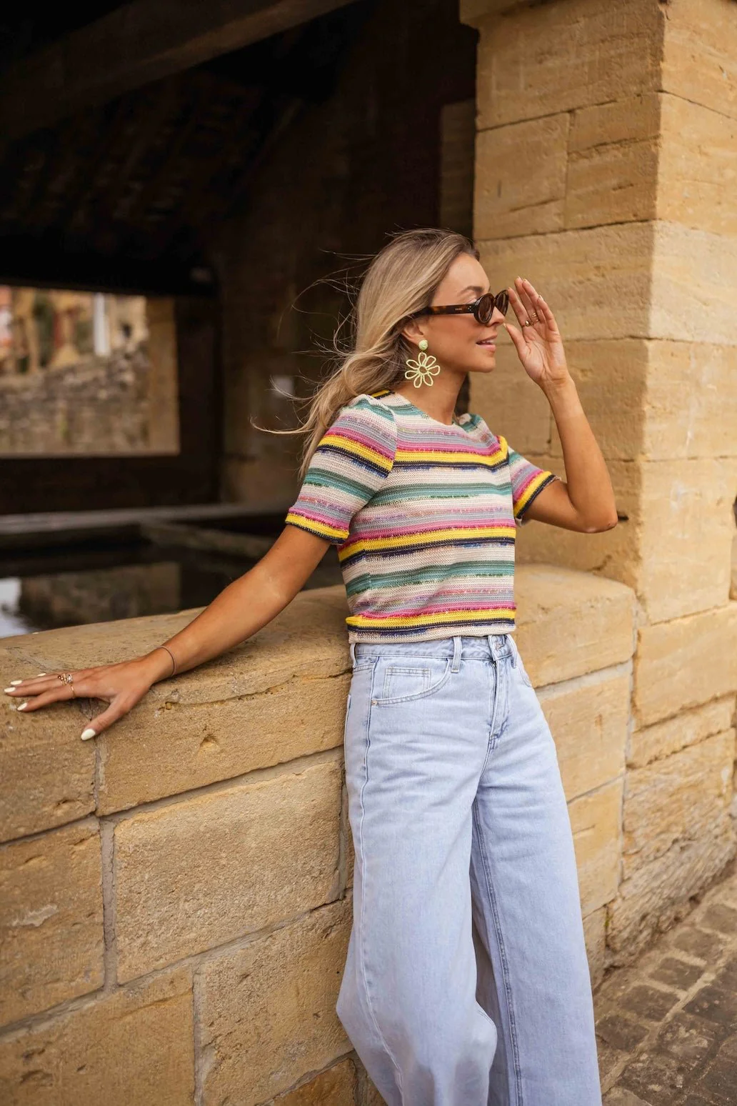 Striped Crochet Malia Blouse - Image 2