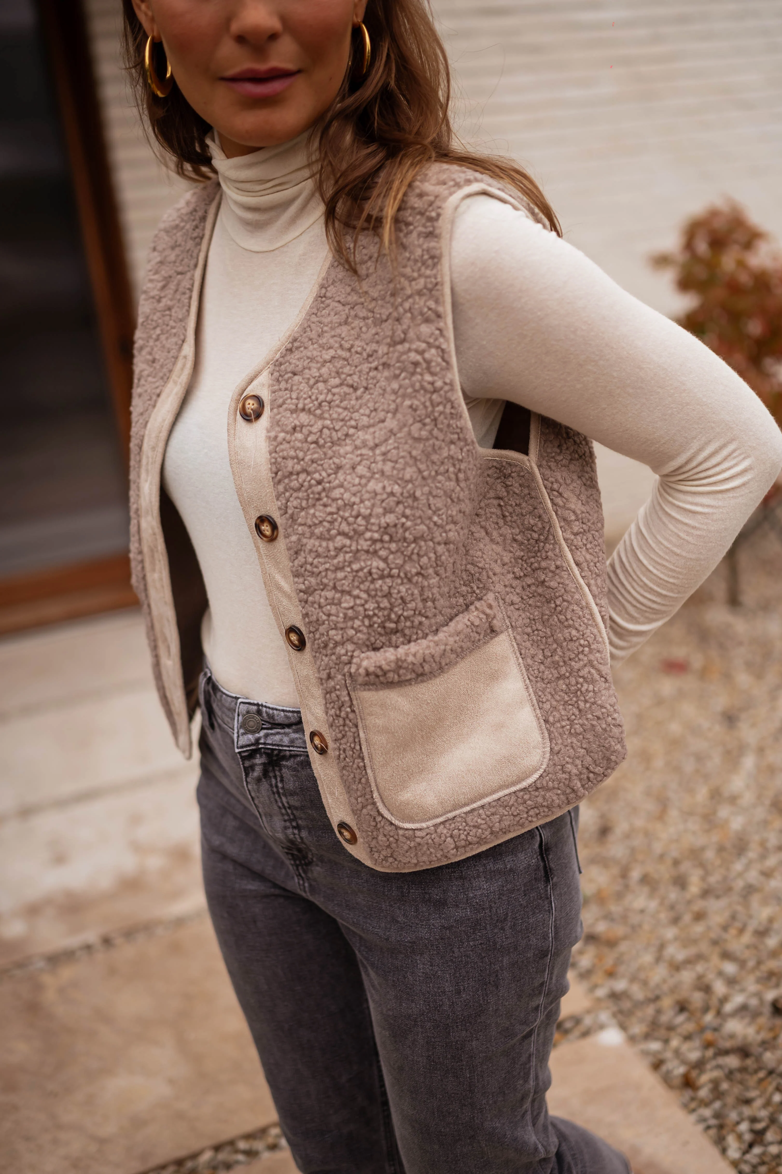 Taupe Ghislain Sleeveless Cardigan - Image 7
