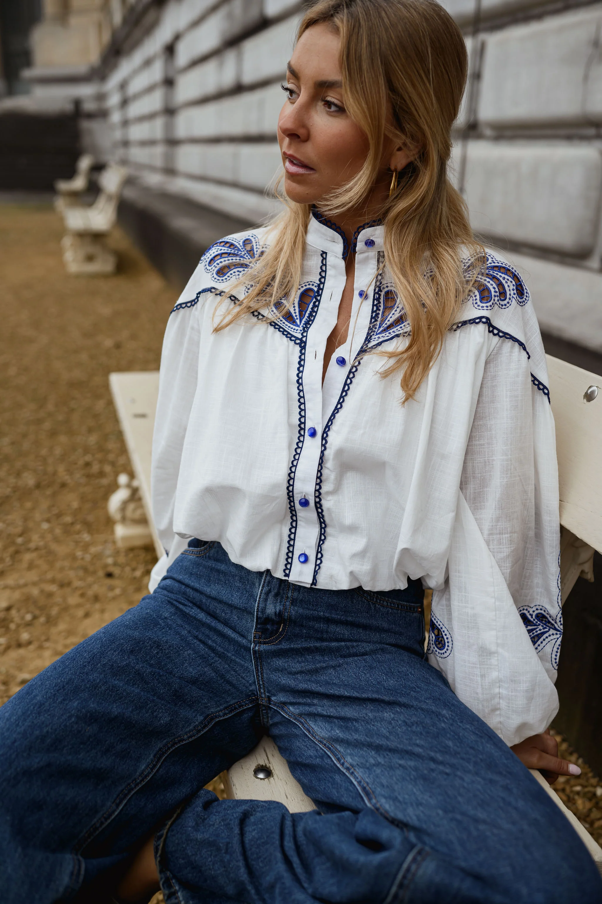 White and Blue Nadege Shirt - Image 11