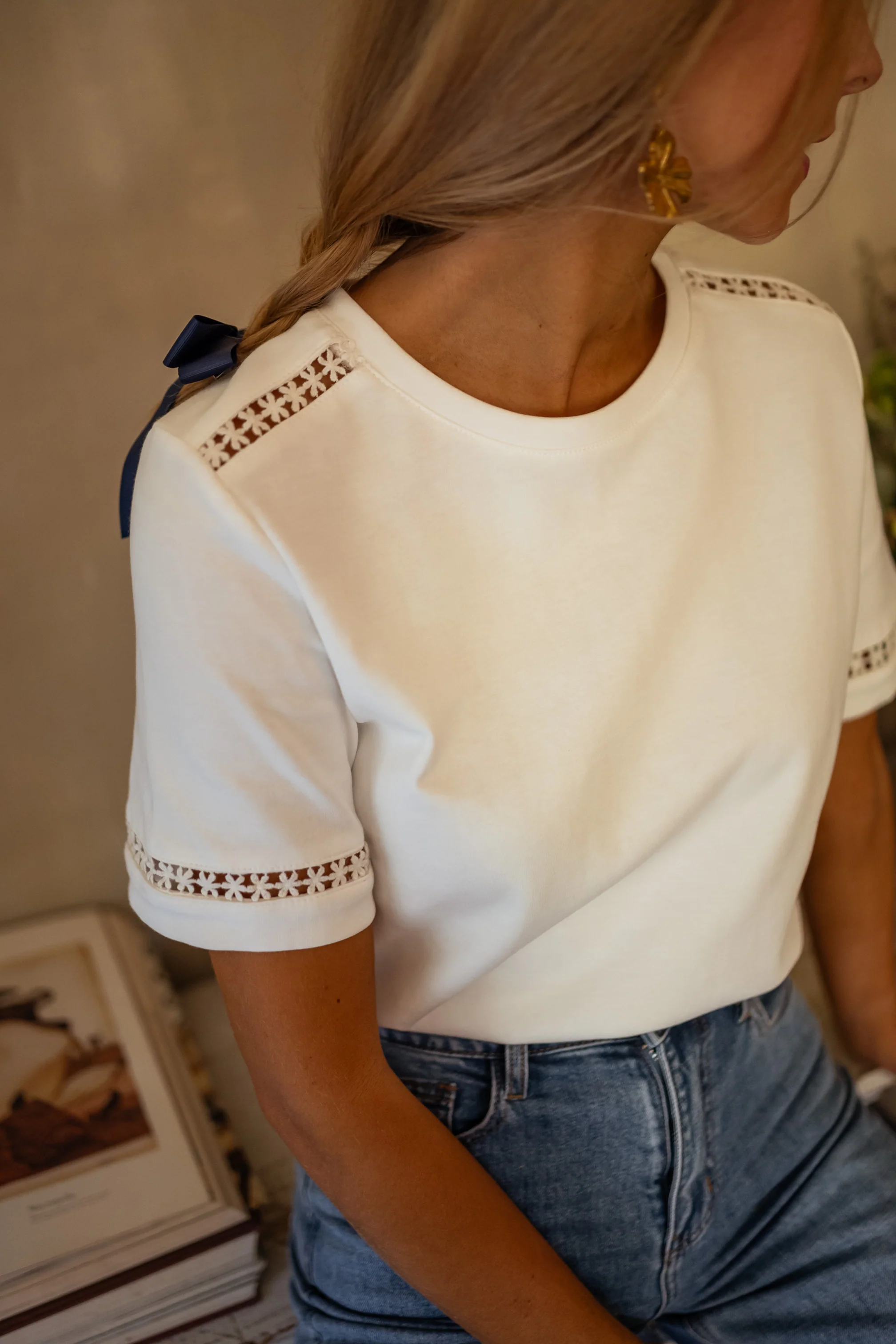 White Embroidered Romina T-Shirt - Image 4