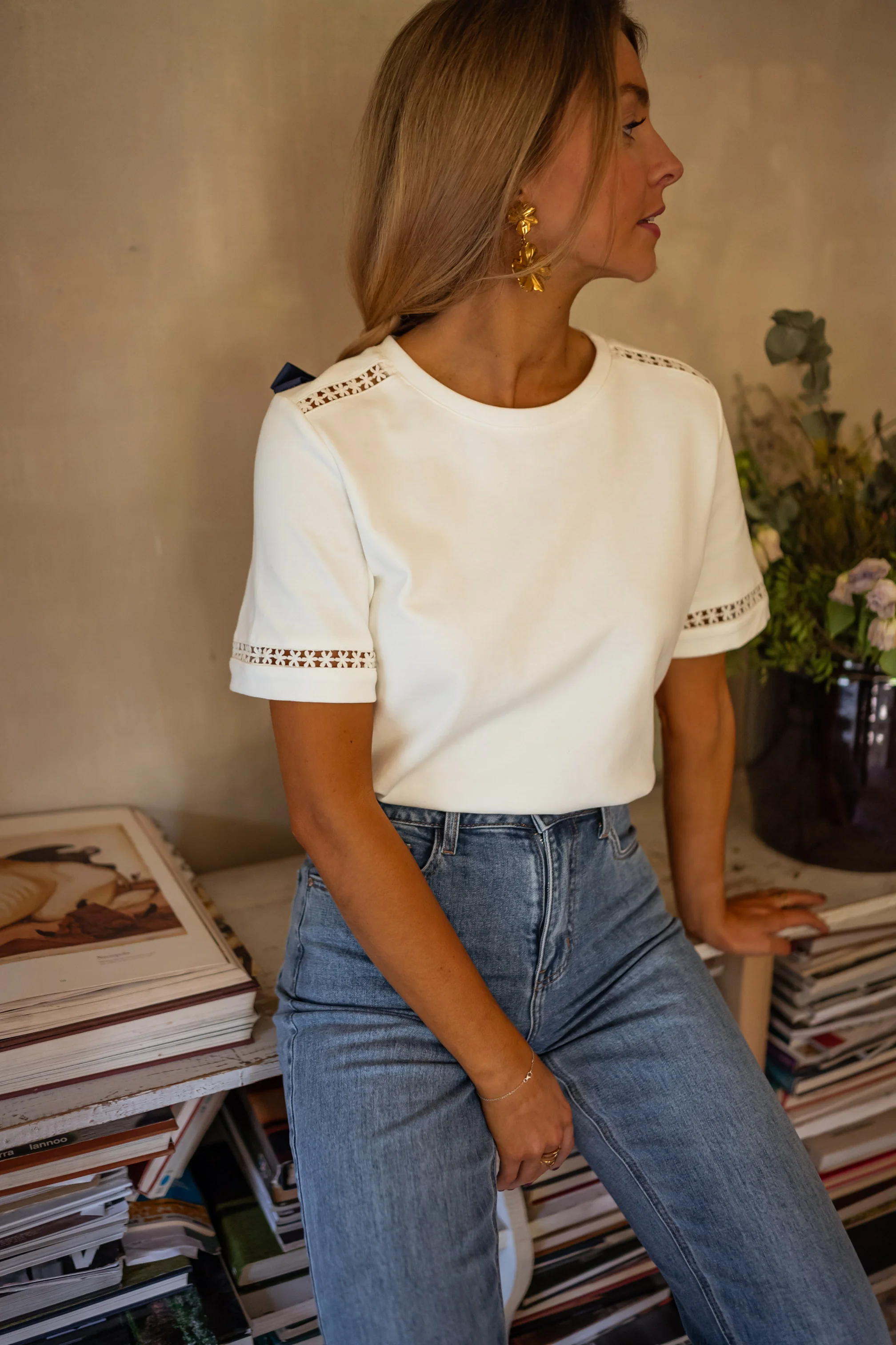 White Embroidered Romina T-Shirt - Image 8