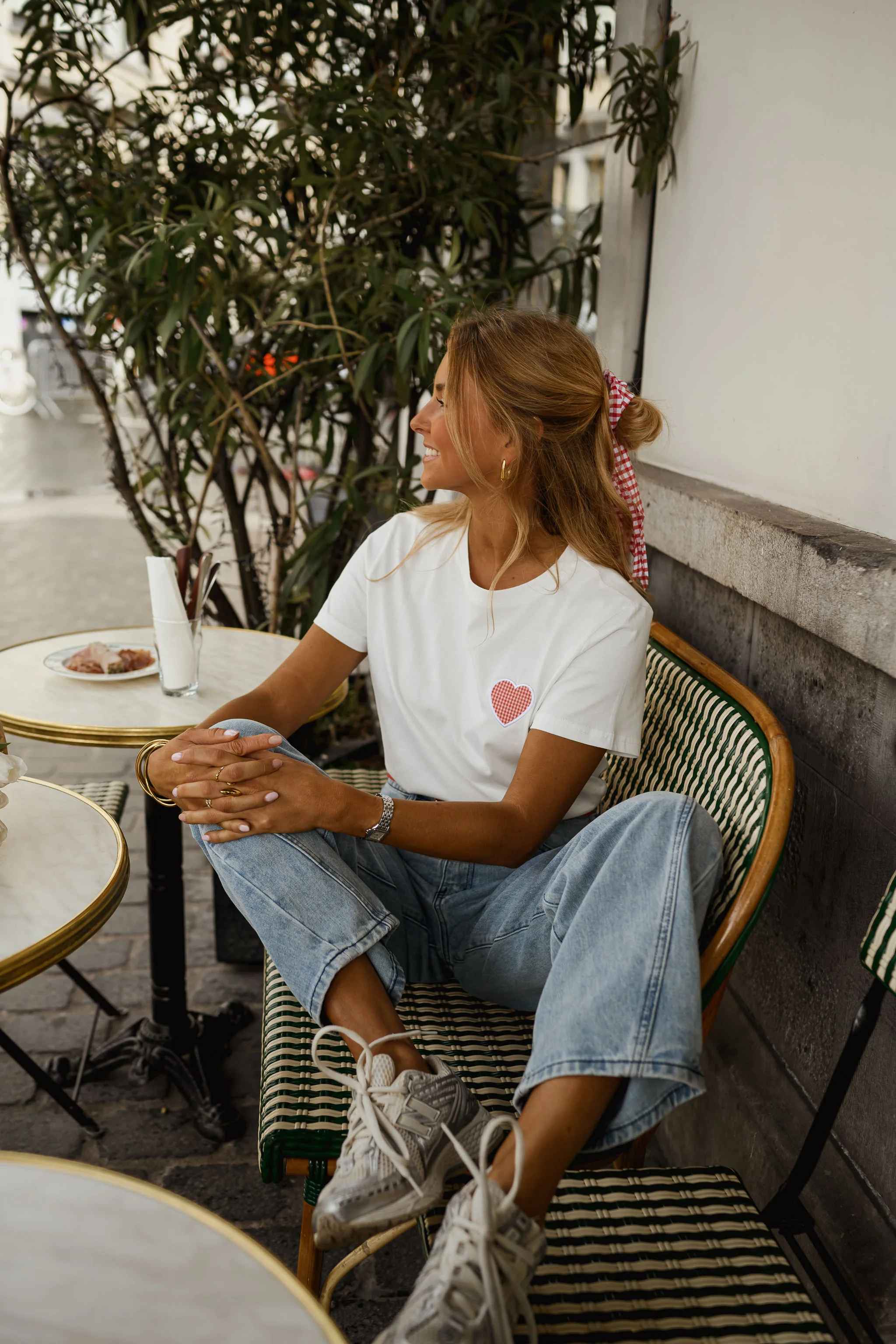 White With Red Heart Aly T-Shirt - Image 3