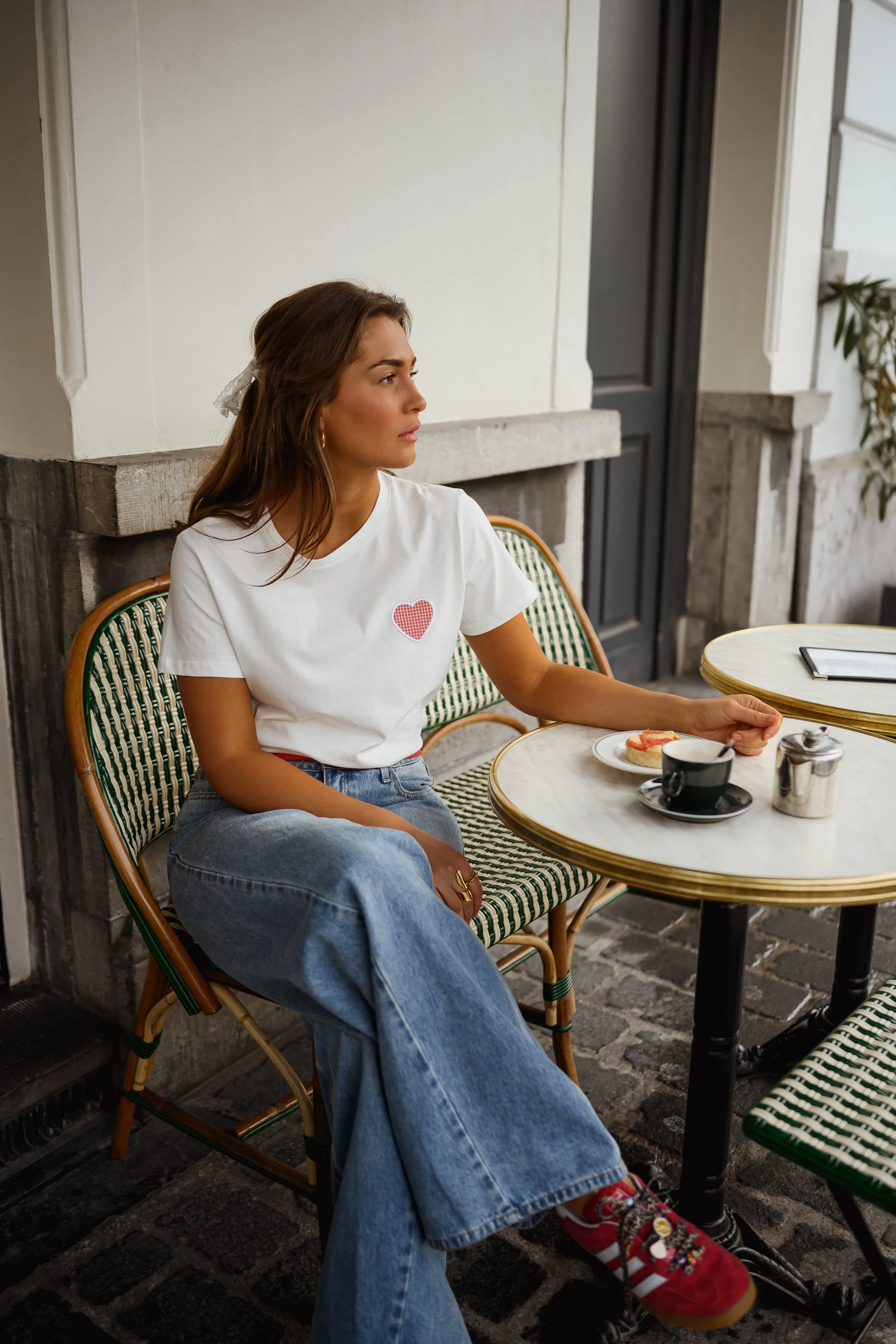 White With Red Heart Aly T-Shirt - Image 4
