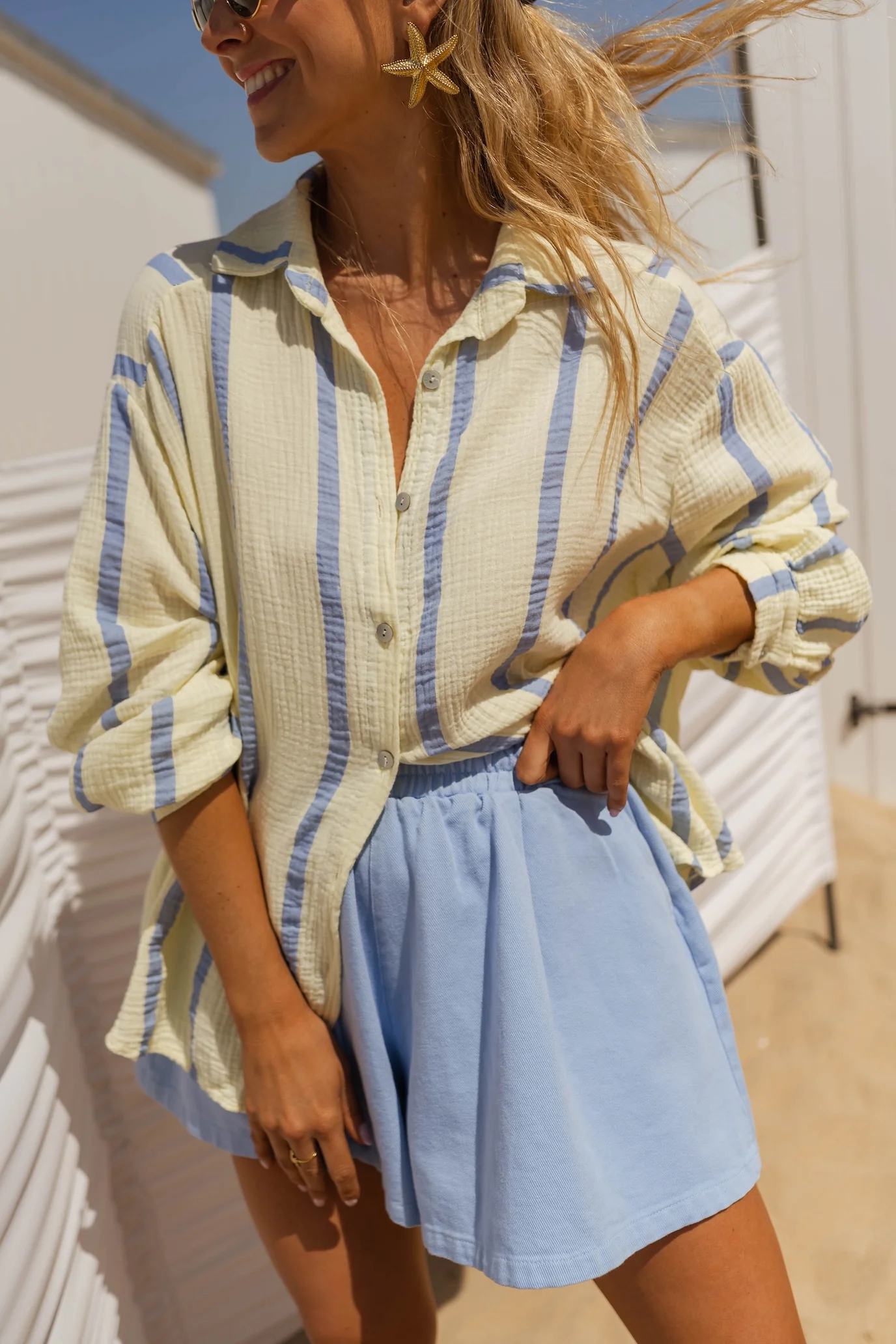 Yellow and Blue Amelie Shirt - Image 2