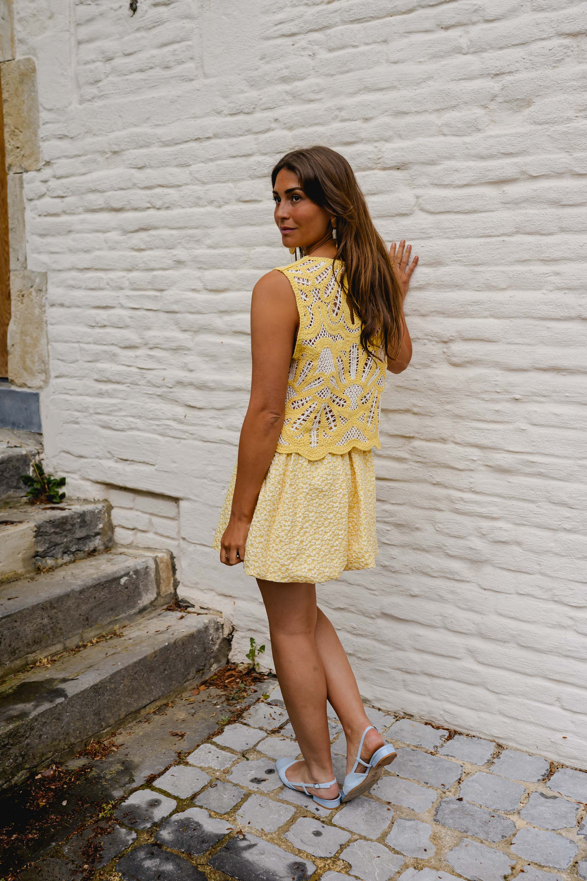 Yellow And Ecru Crochet Zoe Top - Image 12
