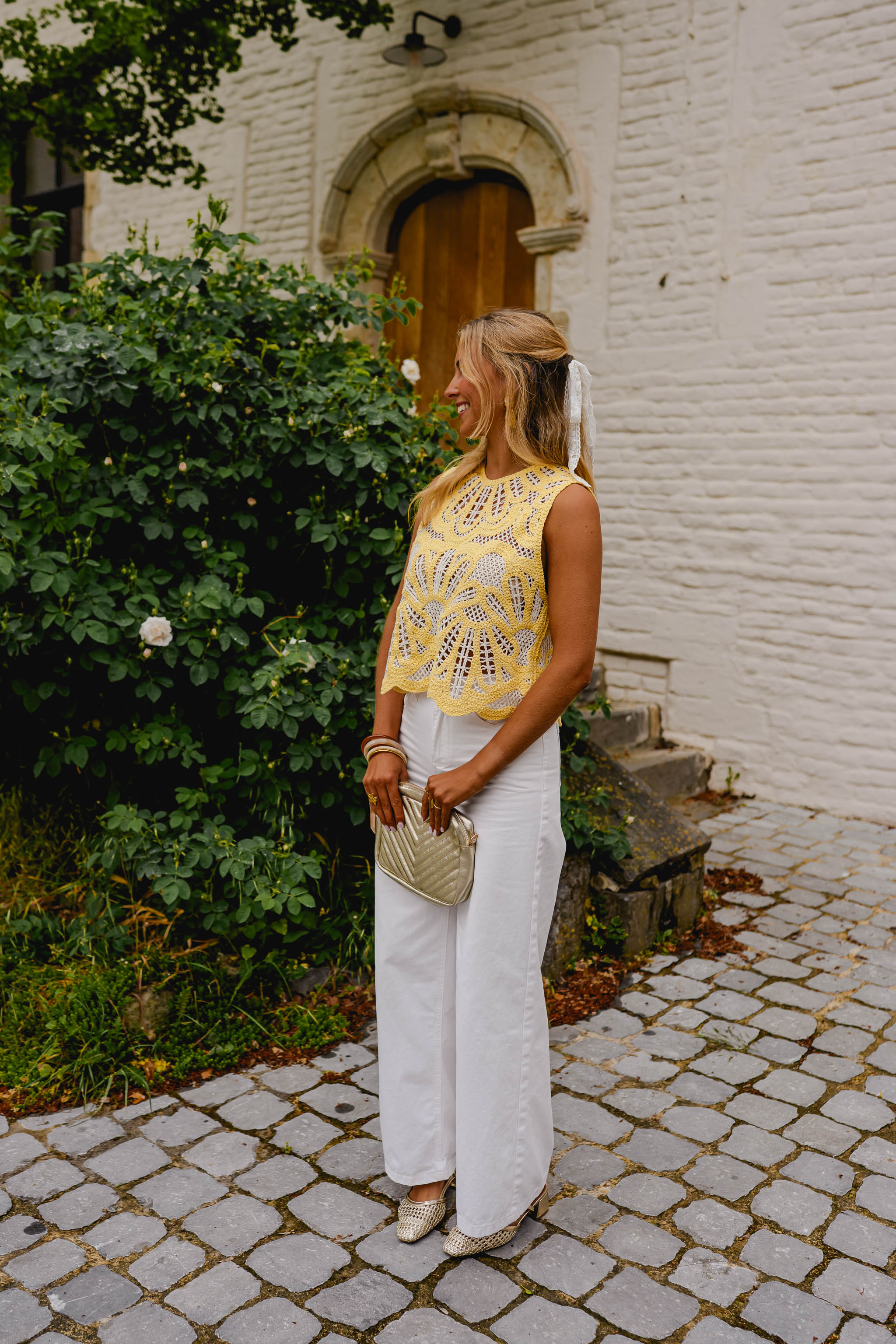 Yellow And Ecru Crochet Zoe Top - Image 5