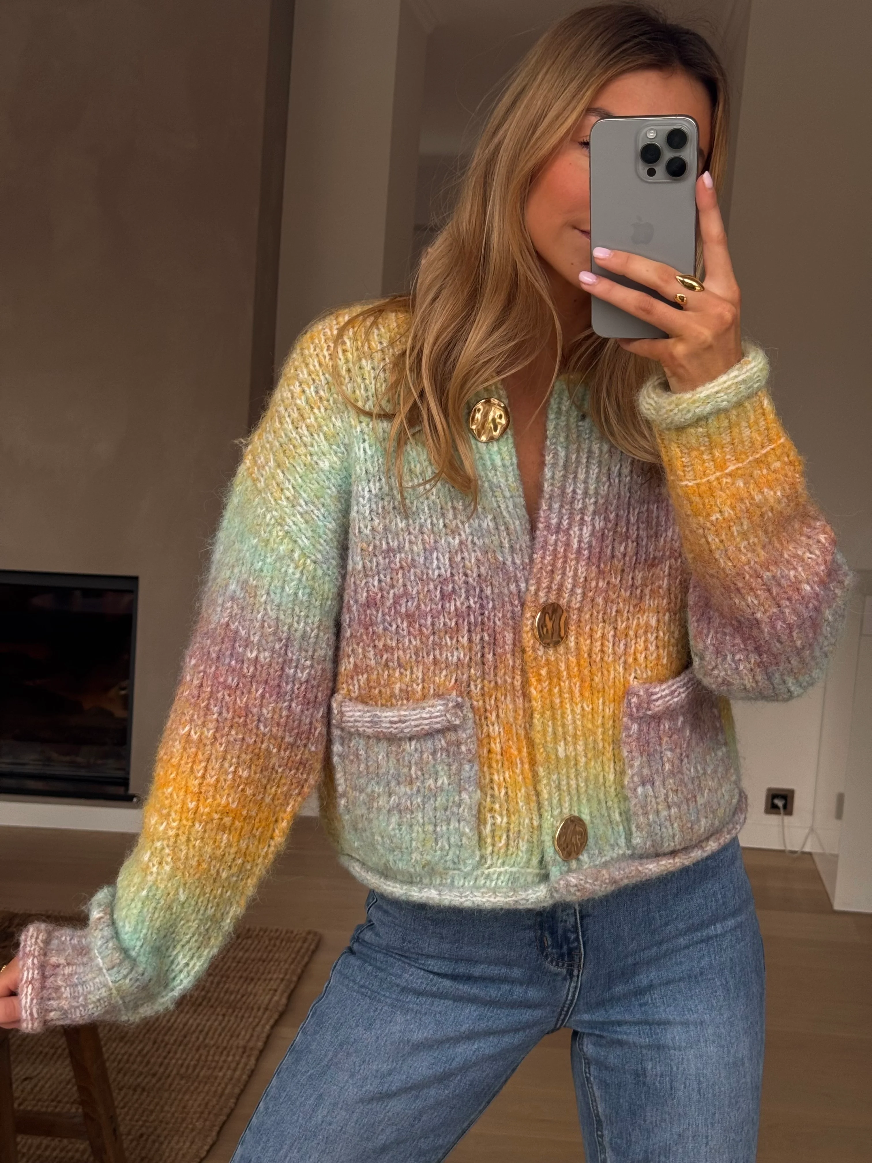 Yellow Tie-Dye Chelton Cardigan - Image 3